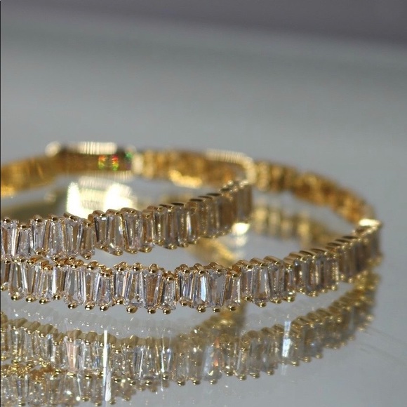 Cubic Zirconium Bangle - SILVER, GOLD, ROSE GOLD - Picture 4 of 5